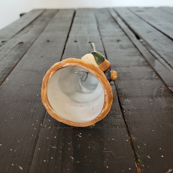 Glazed Ceramic Santa Snowman Christmas Tree Ornament Blue Coat Decor Neutral - Picture 5 of 5